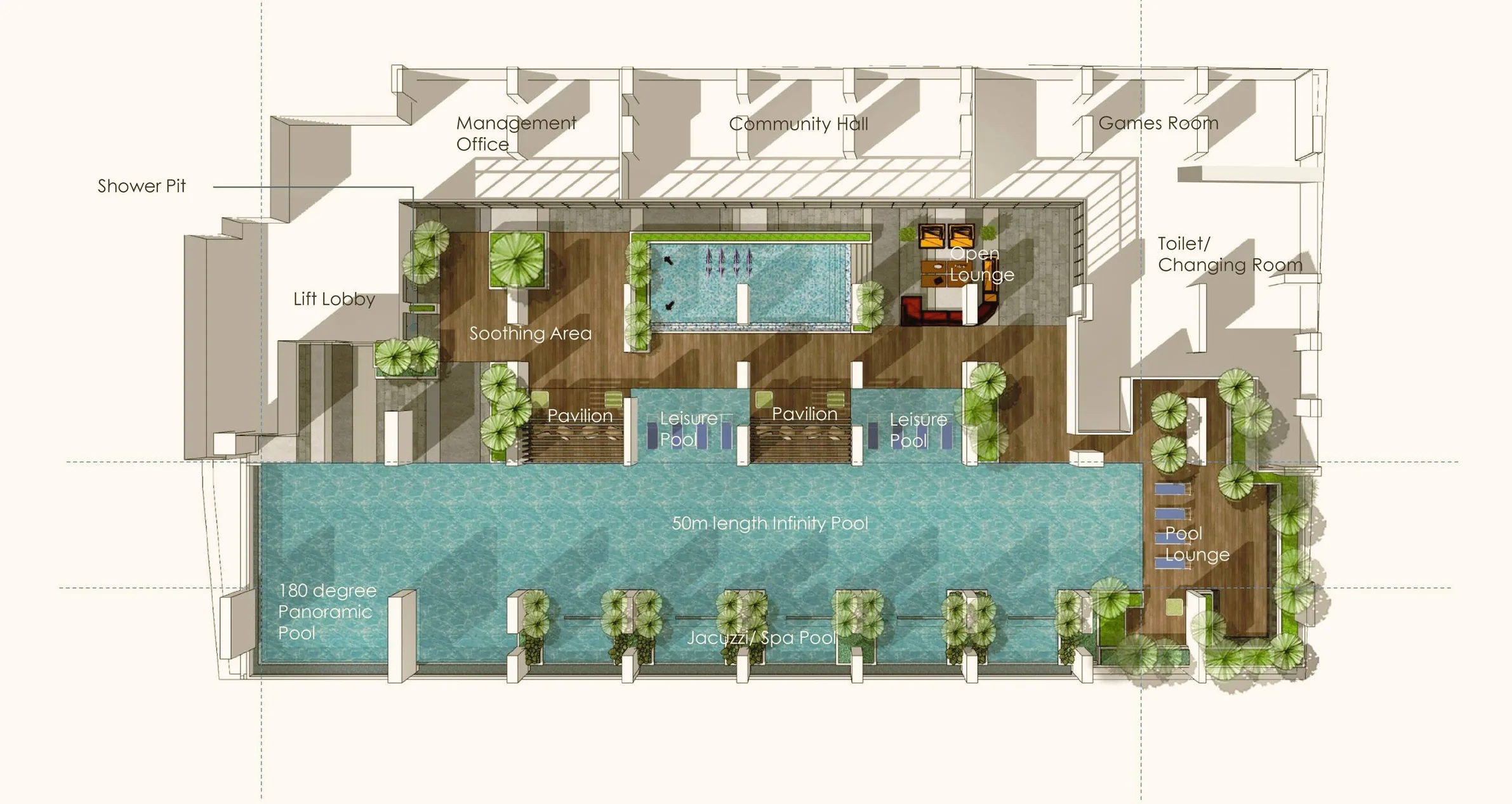 Codrington Residence Level 9 pool and social facility plan