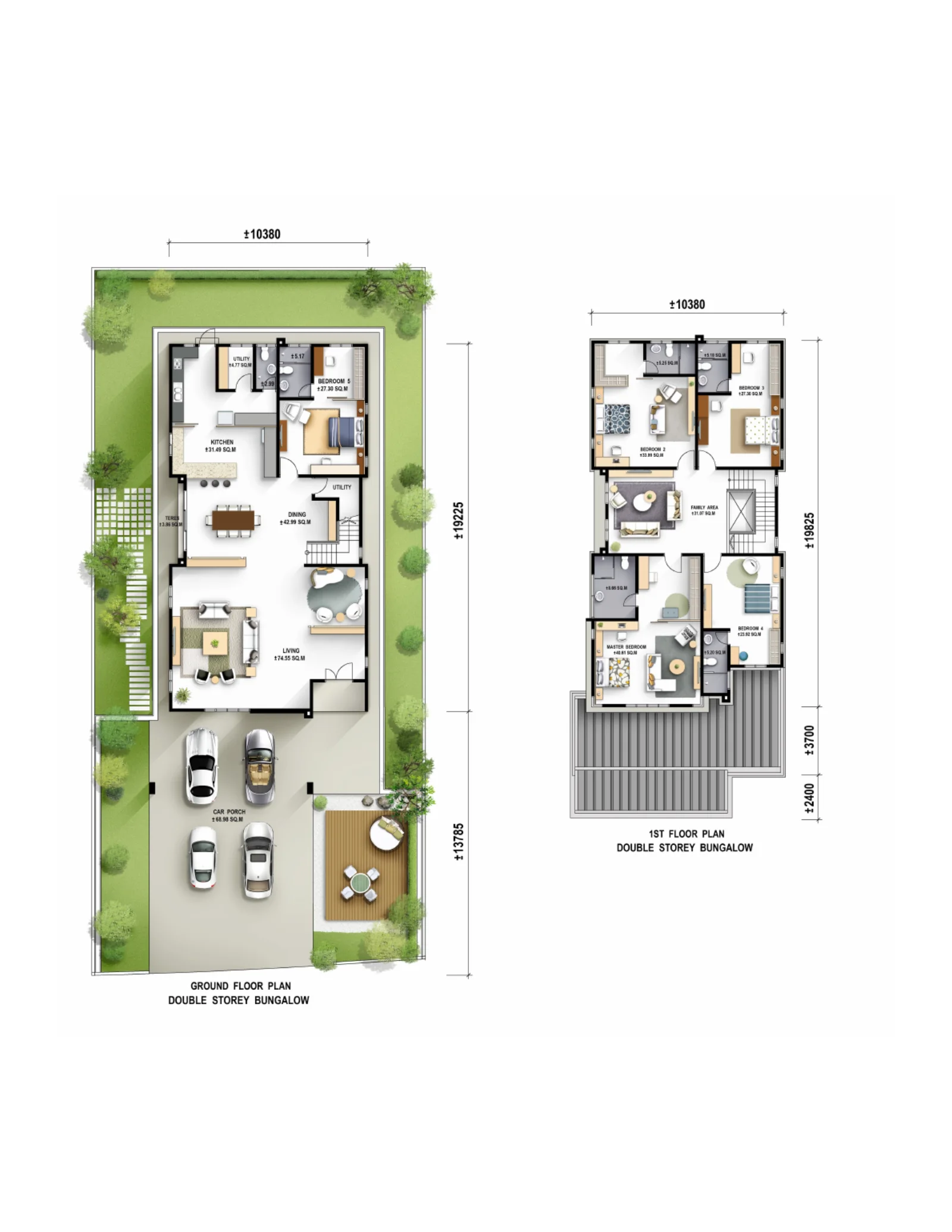 Desa Impian Astral bungalow ground and first floor plan
