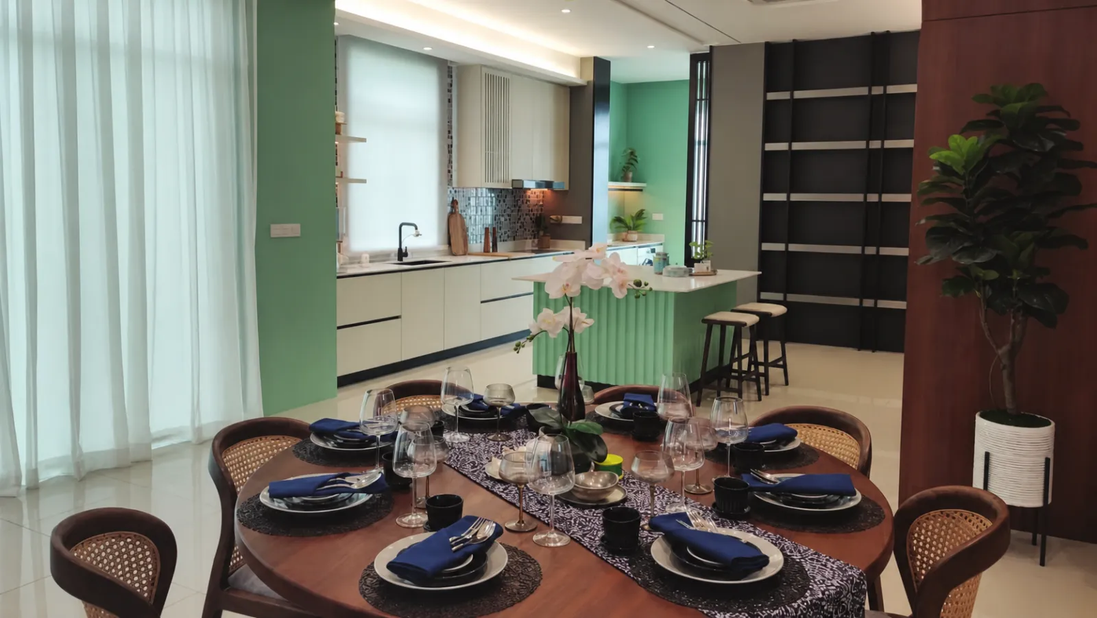 Desa Impian show-unit dining and kitchen marketing visual