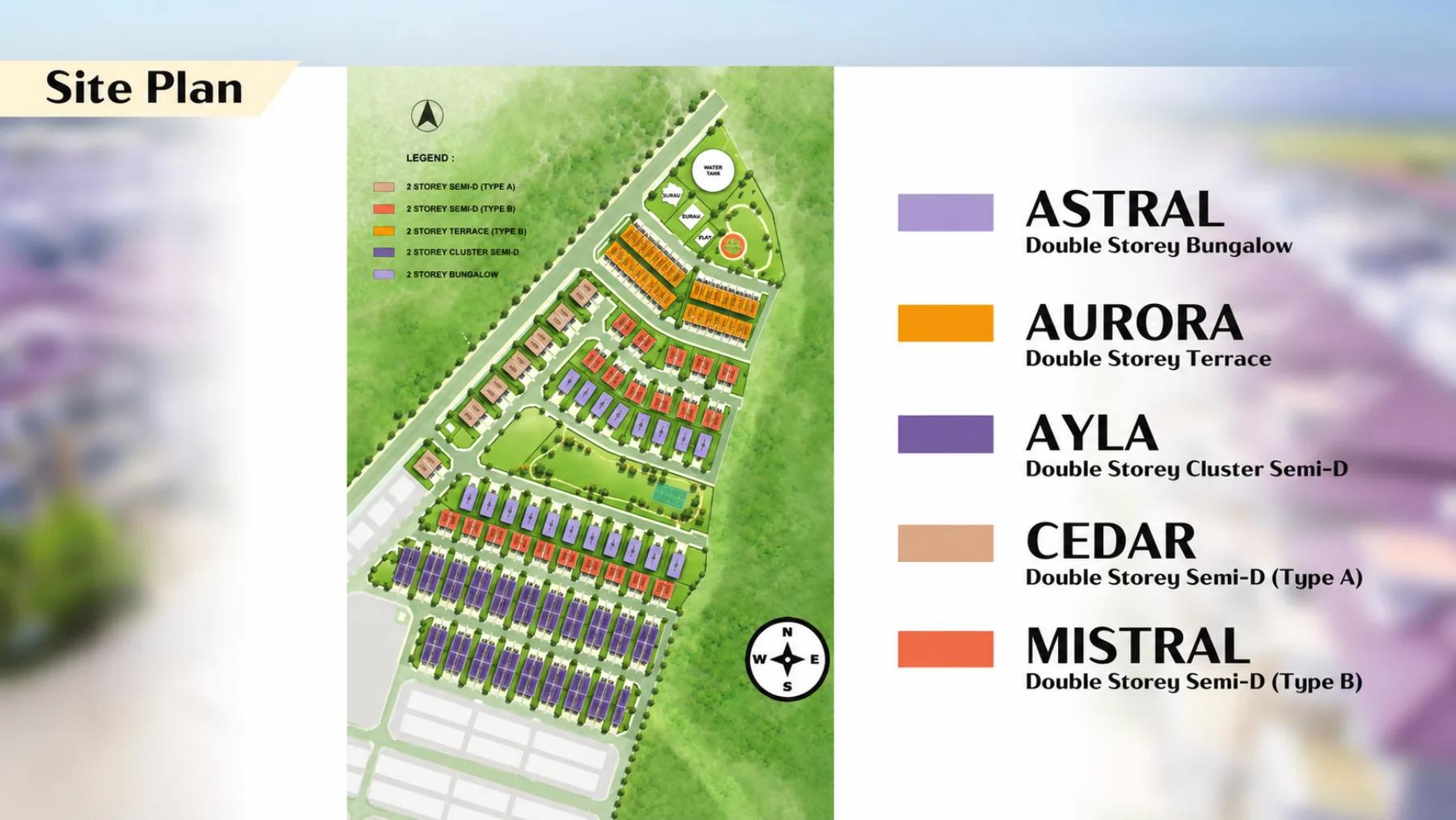 Desa Impian official site plan showing five landed home types