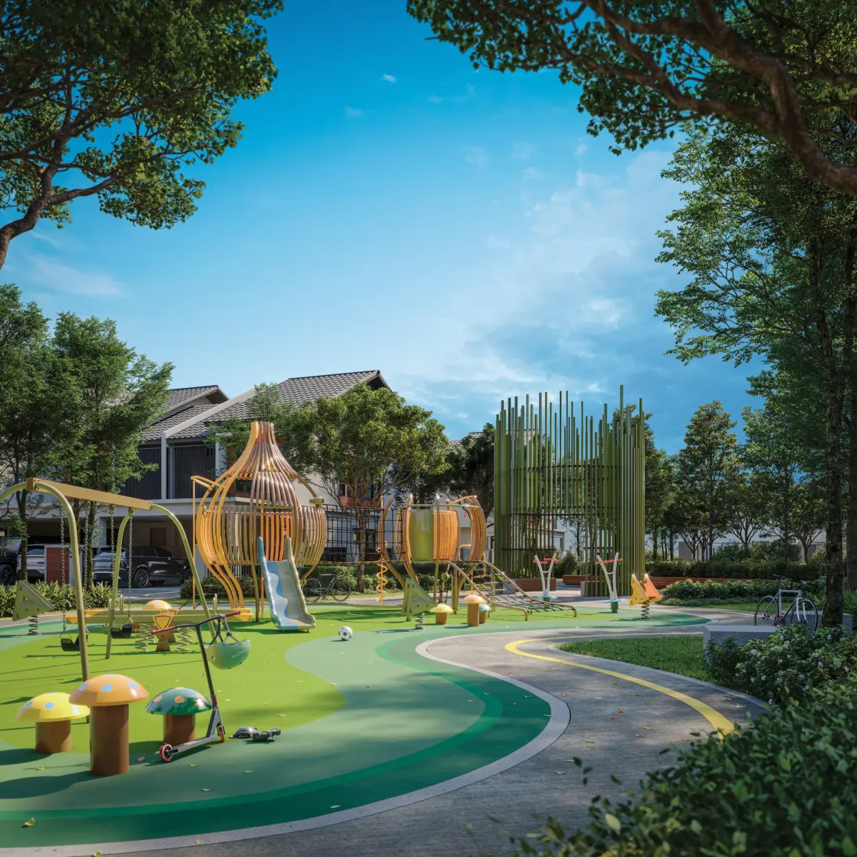 Artist's impression of the nature-themed children's playground at Paramount Embun Hills