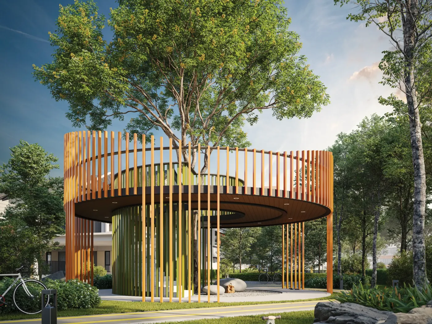 Artist's impression of the circular viewing deck pavilion at Paramount Embun Hills