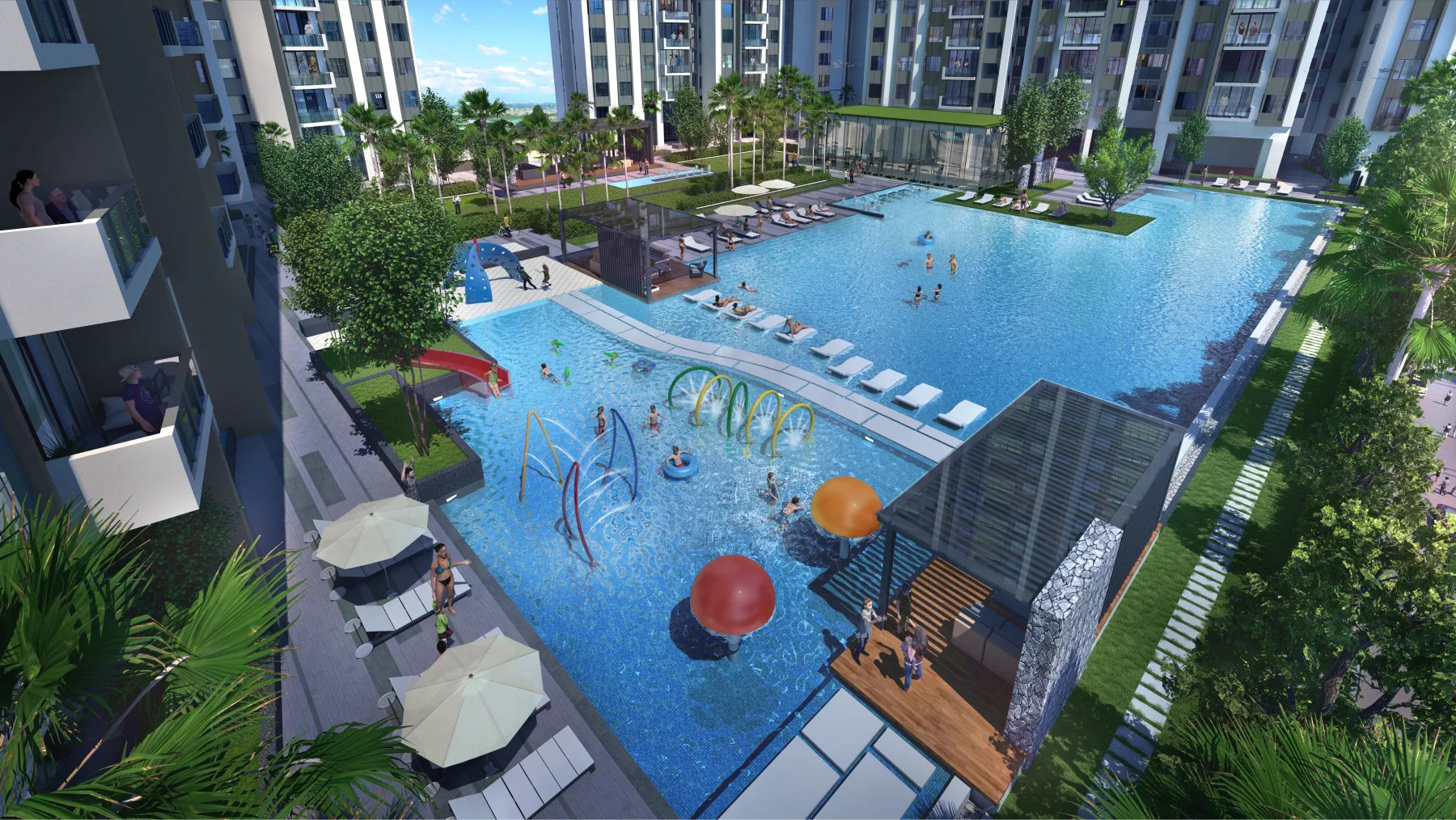 Artist's impression of the GEM Residences pool and water-play facilities
