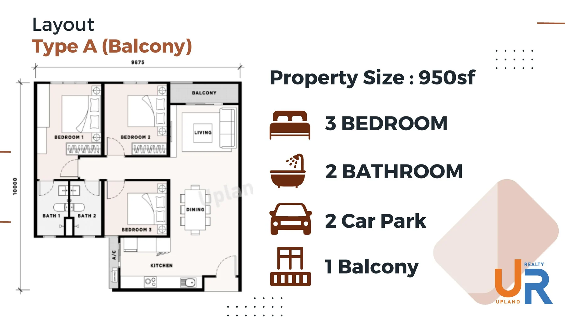 Harbour View Residence Type A unit plan enlarged