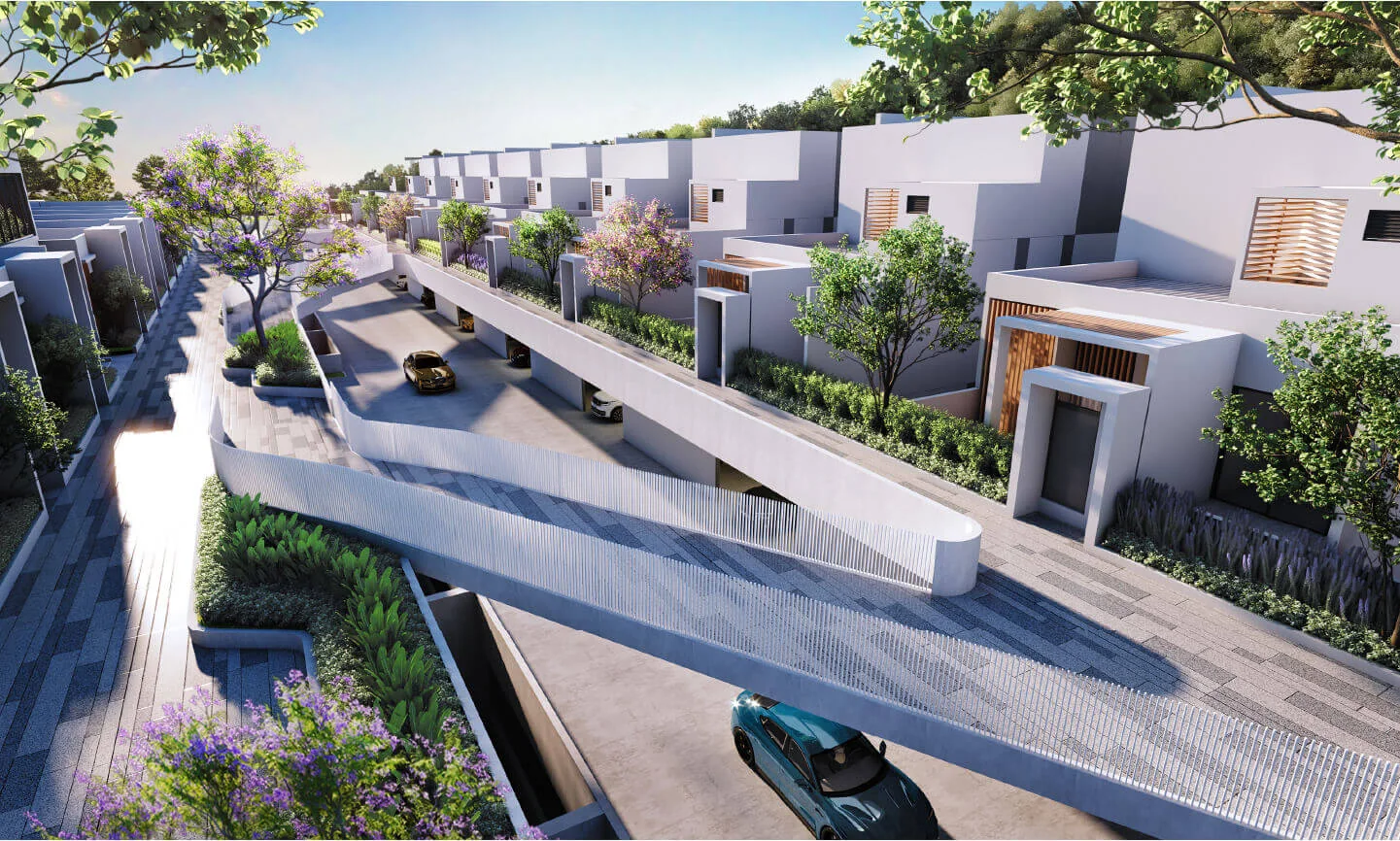 Artist impression of landscaped pedestrian circulation at Jesselton Courtyard