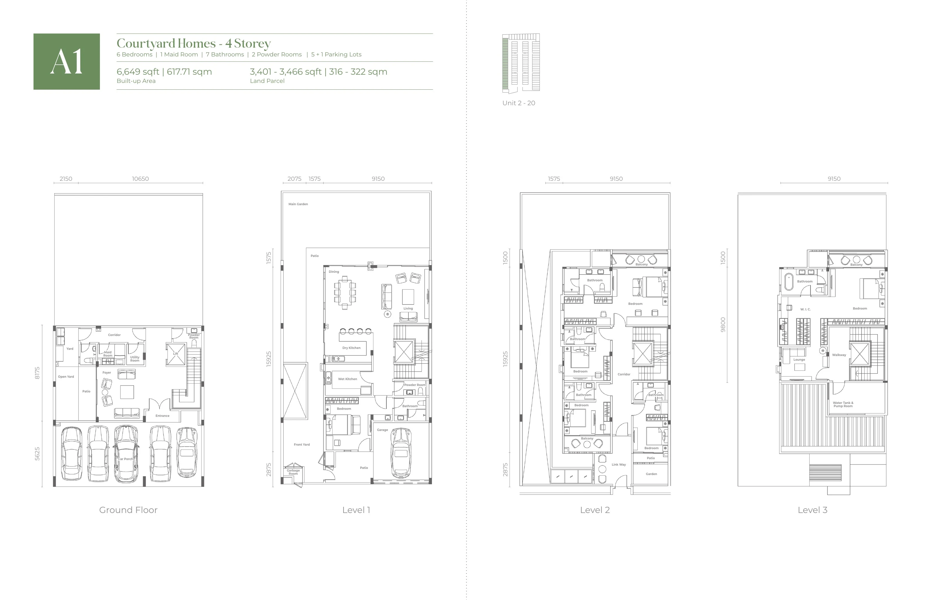Official Jesselton Courtyard Homes A1 four-storey floor plan