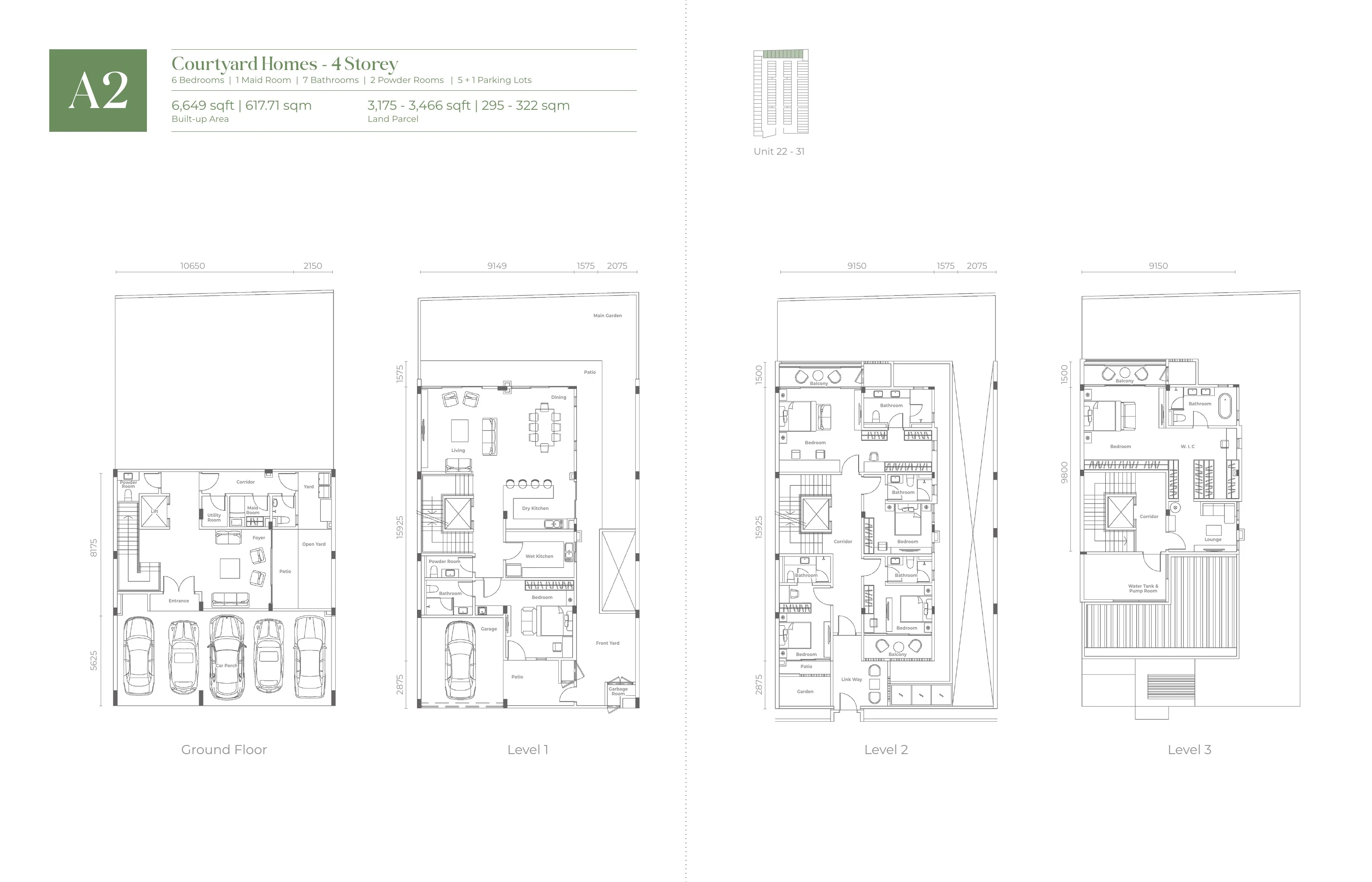 Official Jesselton Courtyard Homes A2 four-storey floor plan