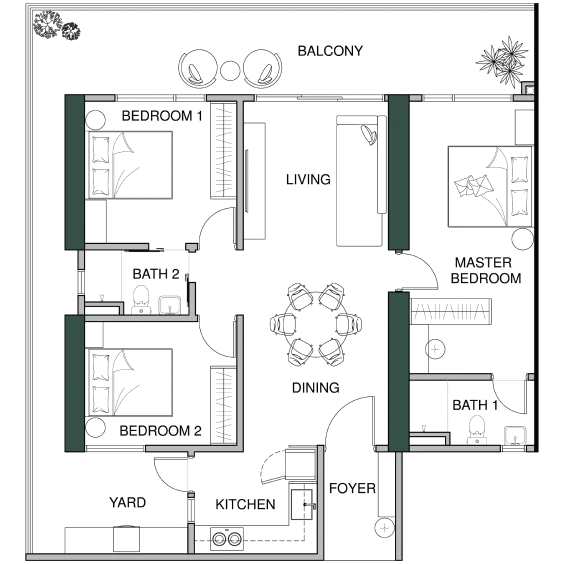Lumina Residence Type A 1,518 sq ft official floor plan