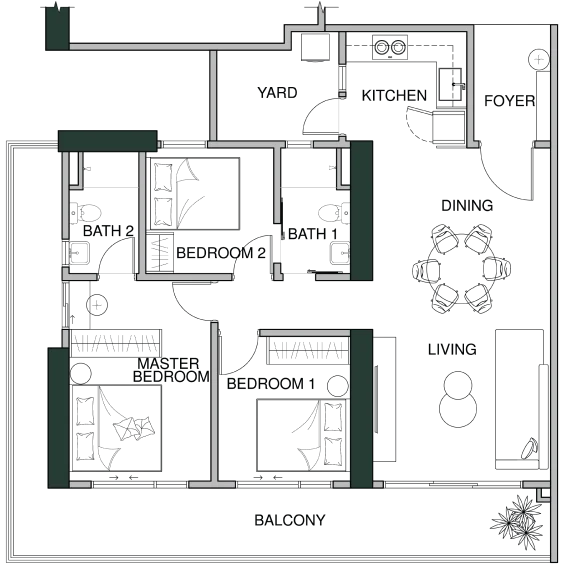 Lumina Residence Type D1 1,324 sq ft official floor plan
