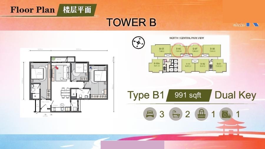 Mezon Tower B Type B1 official floor plan