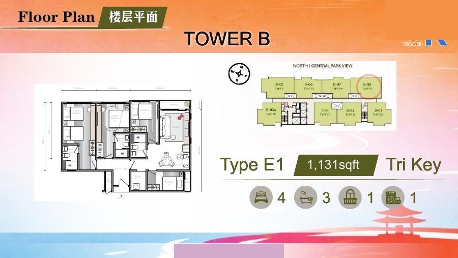 Mezon Tower B Type E1 official floor plan