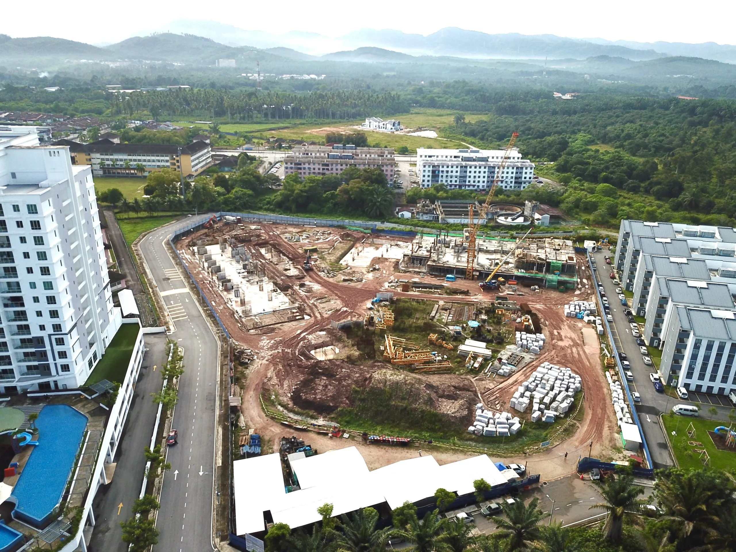 Montview Residence aerial construction site context