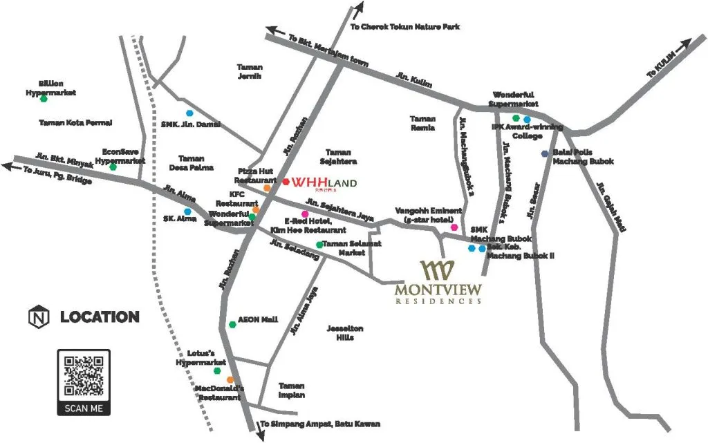 Montview Residence location map showing Alma and Bukit Mertajam access context