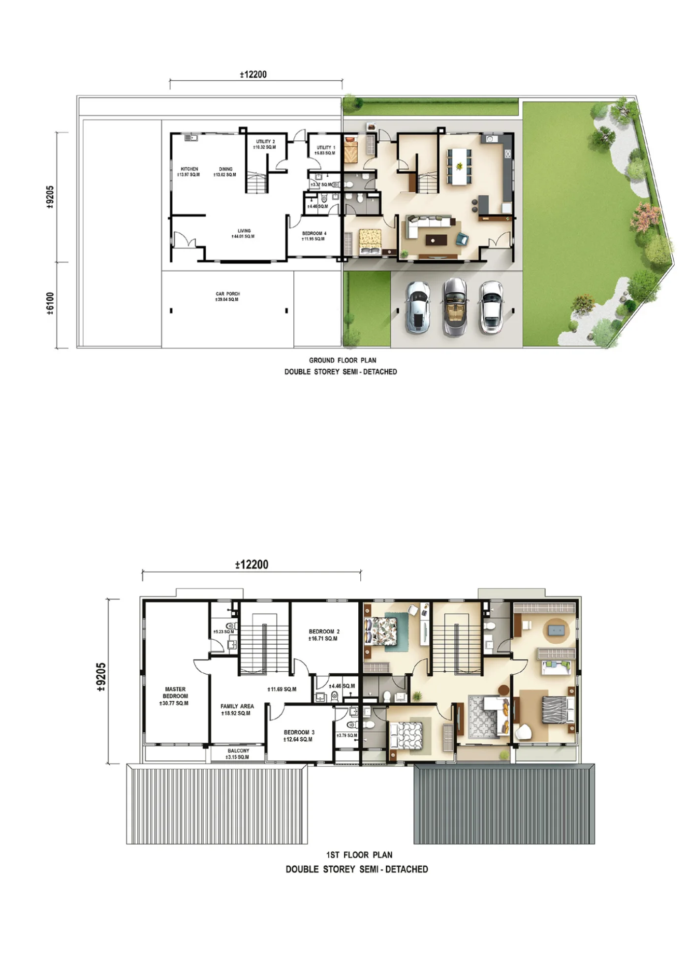 Official Dahlia semi-detached ground and first floor plans