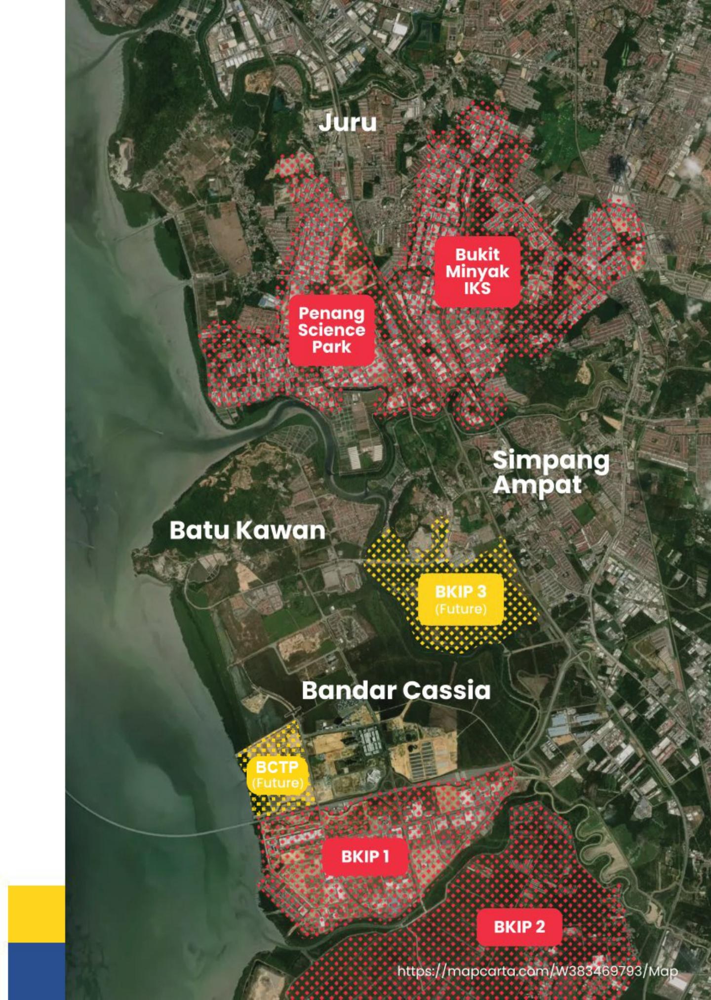 Batu Kawan aerial location context for Seiras Residences