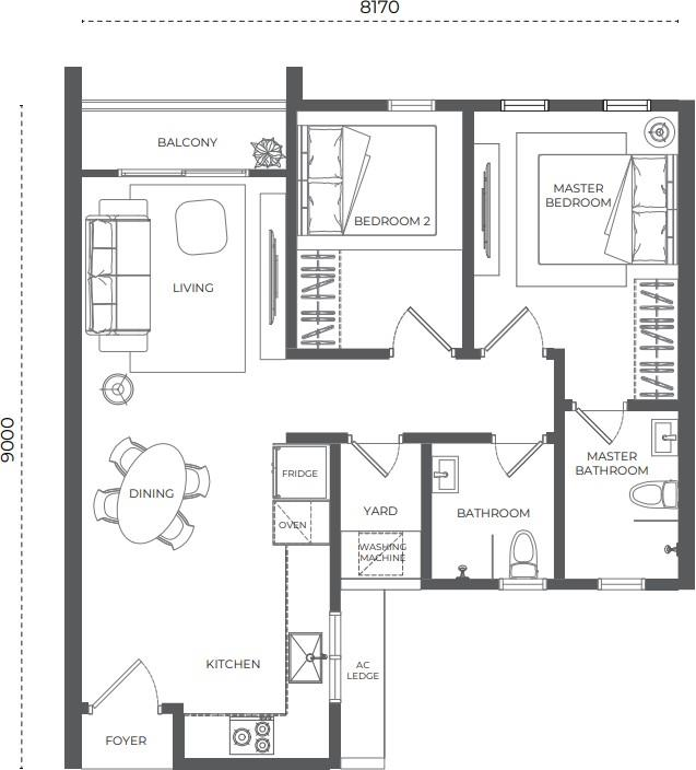 Official Versa Type A 703 sq ft plan