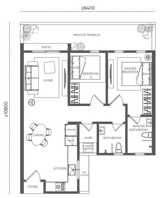 Official Versa Type B1 868 sq ft private-terrace plan